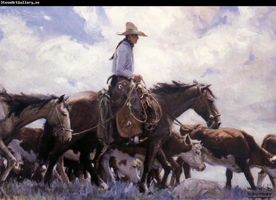 W.H.D. Koerner The Stood There Watching Him Move Across the Range,Leading His Pack Horse